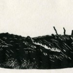 wood engraving, Casteltownshend, Co.Cork, Ireland,Neolithic stone row, standing stones